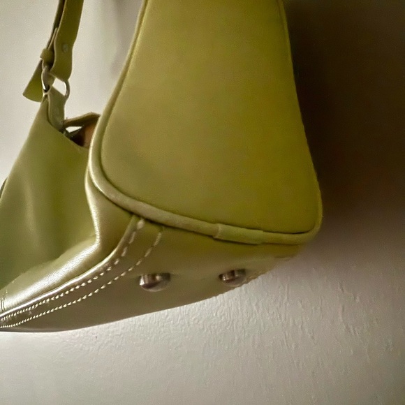 Elegant Lime Green Leather Structured Shoulder Handbag Bag Medium - Picture 5 of 15